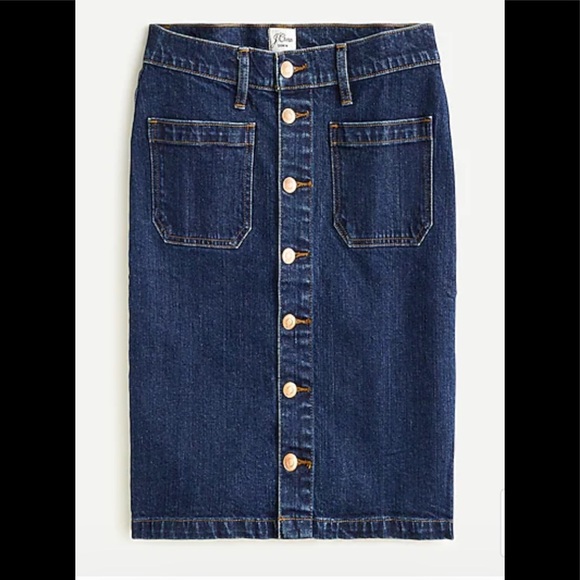 JCrew button front denim skirt in medium wash, size 28 - Picture 1 of 3